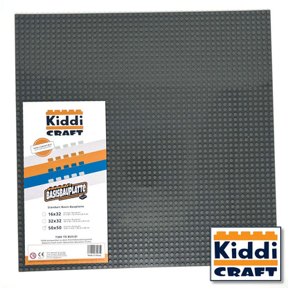 Kiddicraft® Baseplate 50 x 50 Noppen (40 x 40cm) Dunkelgrau