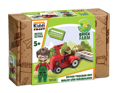 Kiddicraft® KC1113 Roter Trecker mit Walze und Mähbalken