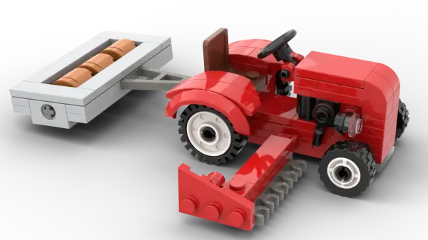 Kiddicraft® KC1113 Roter Trecker mit Walze und Mähbalken